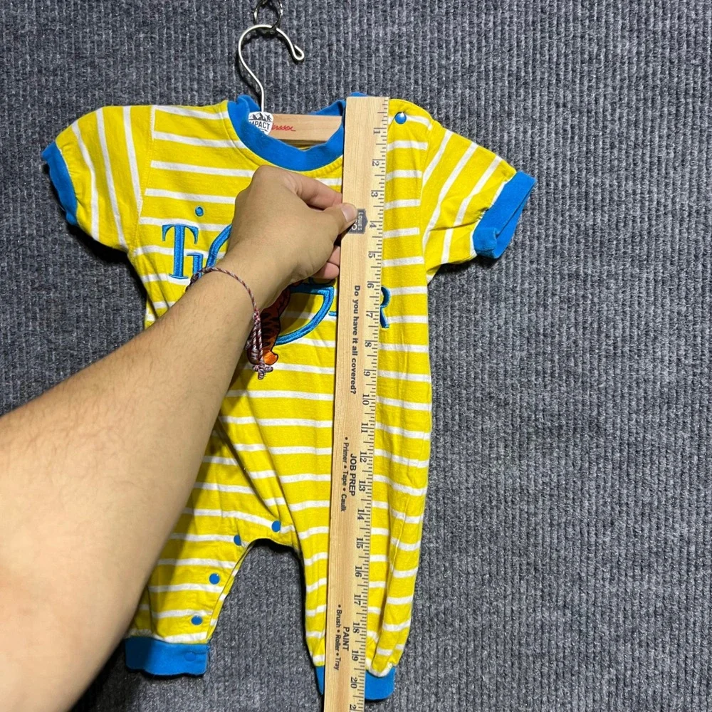 Vintage The Disney Store Tigger Romper Kids 12M Yellow Striped Embroidered Snaps